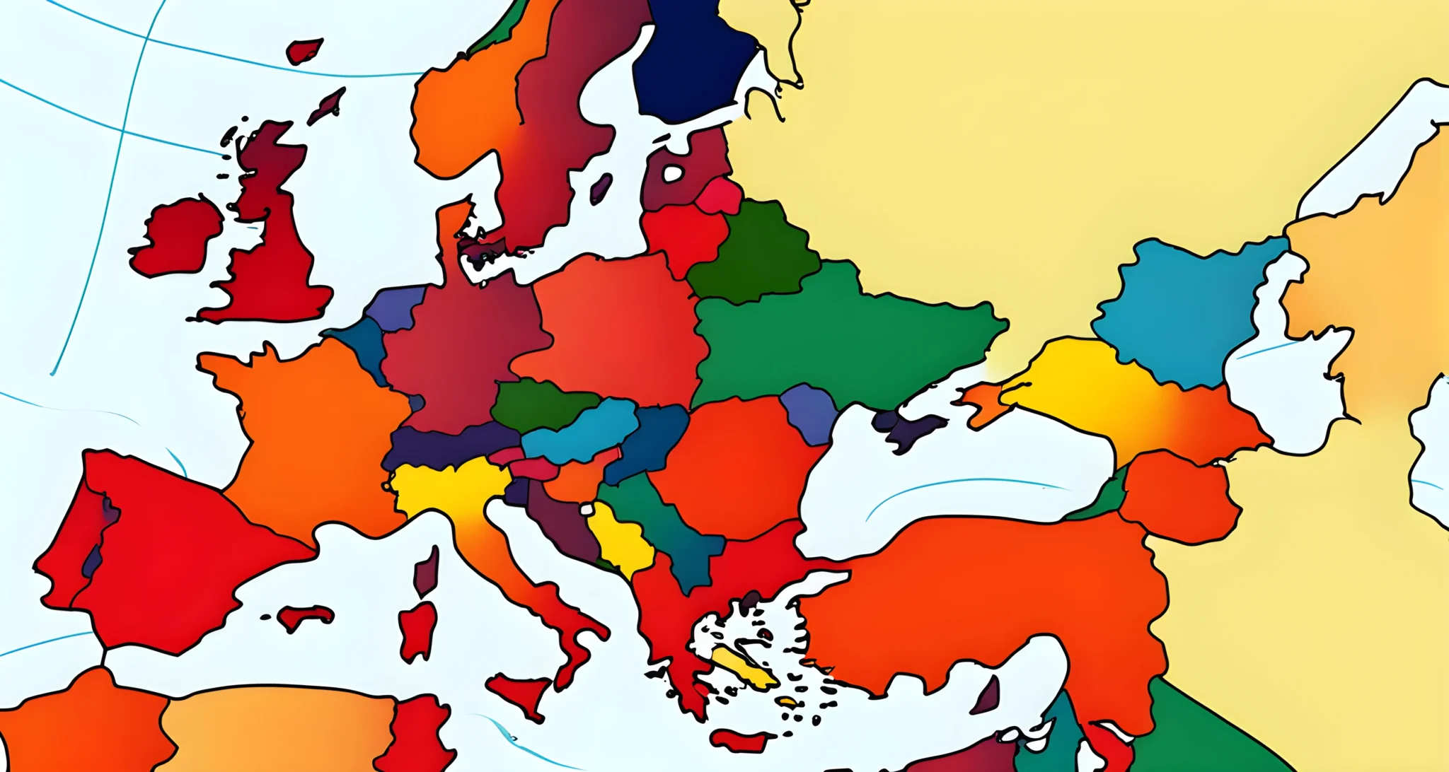 The image shows a map of Europe and the surrounding regions, with the United Kingdom highlighted in a different color.