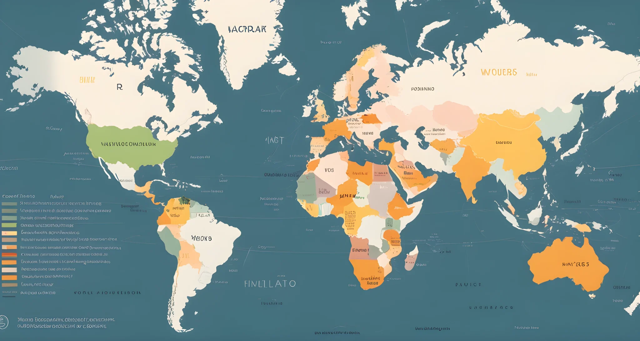 The image shows a map of the world with highlighted areas representing the main global powers and their respective territories.