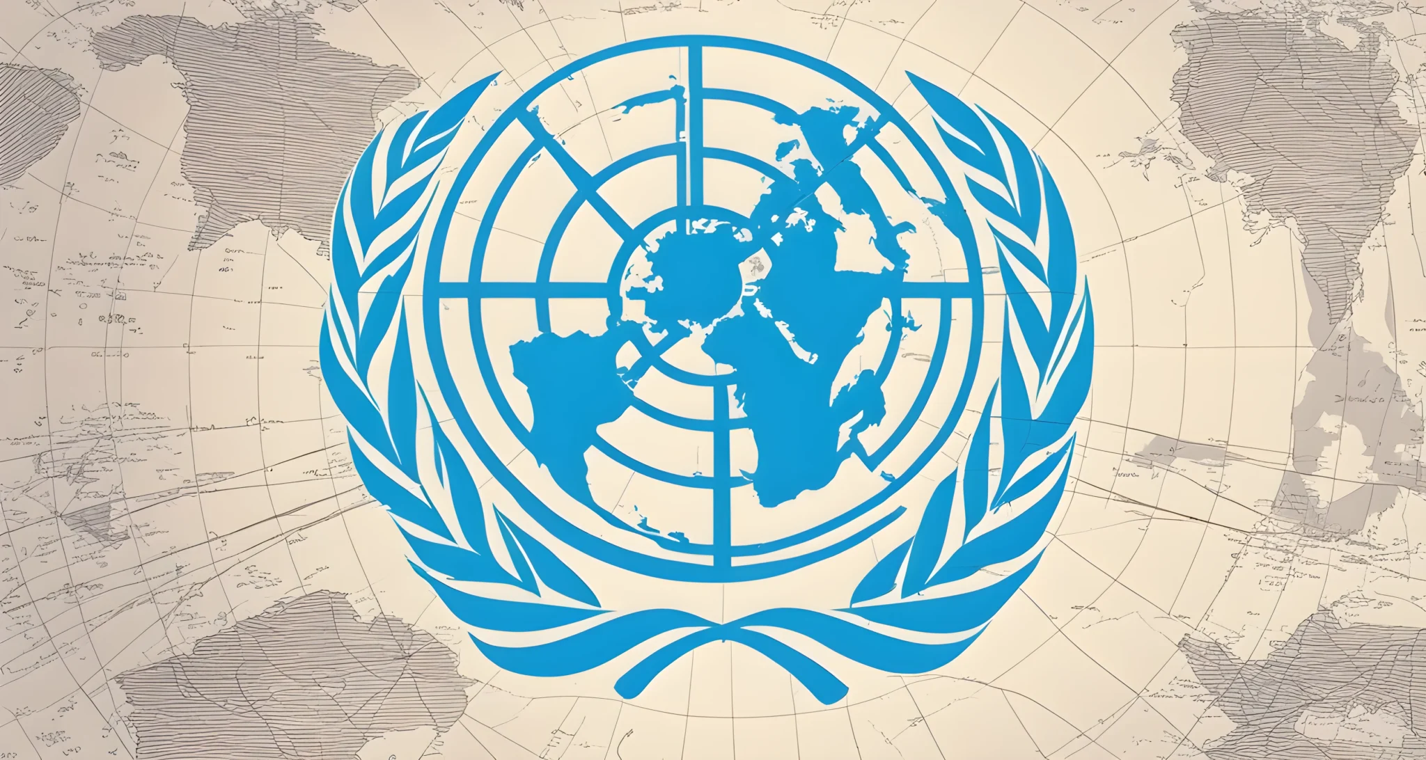 The image shows the UN logo with a world map in the background.